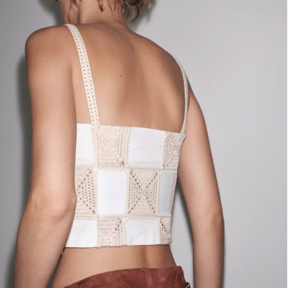 Zara Interlock Patchwork Crochet Top - image 3